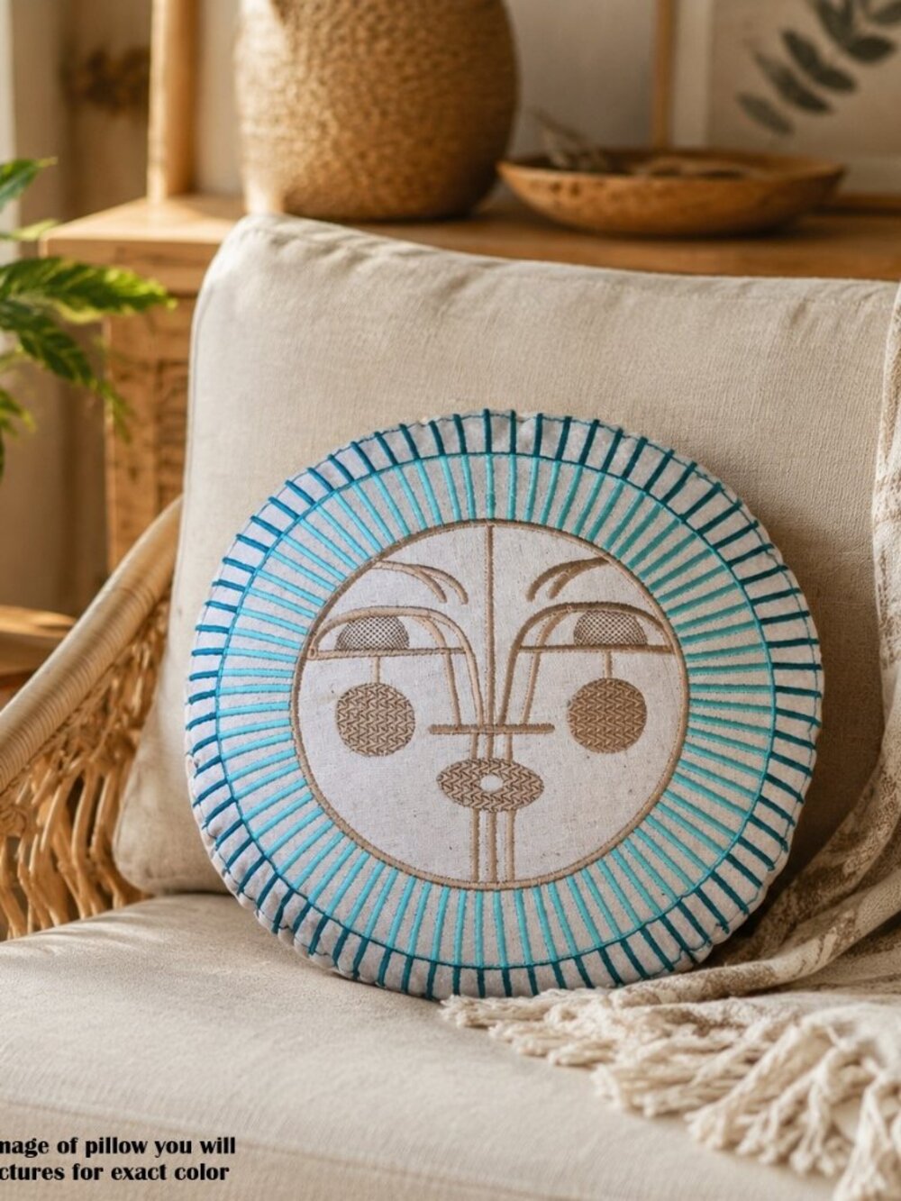 Ayo Sky Embroidered 14″x 6″ Round Pillow NEW